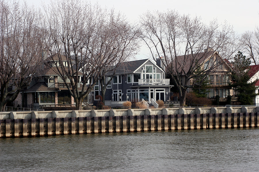 Residential Seawall on Lake Michigan on the Chicago Northshore Shoreline